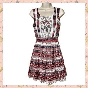 HeartSoul Multicolor Boho Folk Print Fit & Flare Y2K Dress Juniors S/M